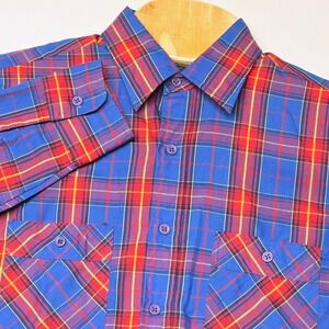 Vintage Thumbs Up‎ Sears Plaid Shirt Mens Medium Long Sleeve Button Up